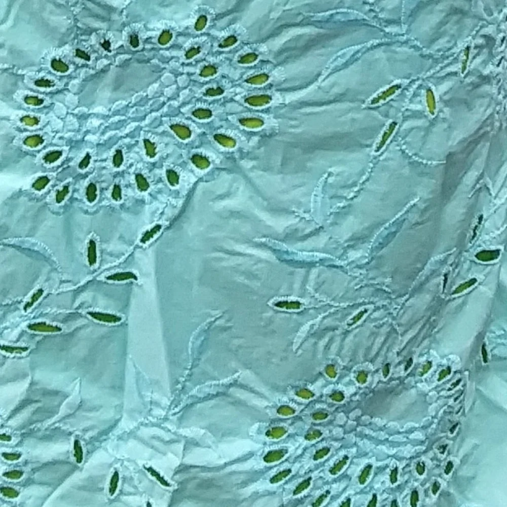 Express Turquoise Strapless Eyelet Dress - Picture 2 of 6